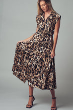 Load image into Gallery viewer, Belted Leopard Print Midi Dress