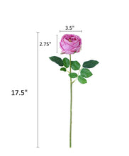 Load image into Gallery viewer, A close-up image of a rose with stem measurements. The stem is a true touch rose, perfect for adding elegance to floral designs and bouquets.