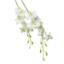 Load image into Gallery viewer, Stunning lifelike faux orchid with bendable stems, ideal for large arrangements, centerpieces, or creating corsages, boutonnieres, and bouquets. 7 real touch blooms per stem.
