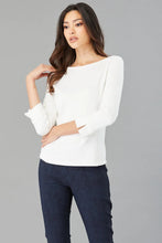 Load image into Gallery viewer, Luxurious Lola & Sophie Boat Neck Ponte Top in eggshell fabric, blending elegance and comfort. Flattering boat neck design.