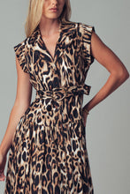 Load image into Gallery viewer, Belted Leopard Print Midi Dress