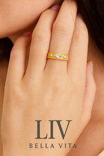 Load image into Gallery viewer, Bella Vita 14K Gold Plated, Zircon Diamond Ring. Waterproof.