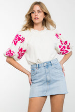 Load image into Gallery viewer, Alice Corduroy Top: Cozy corduroy fabric with embroidered sleeves. Comfort and style combined in this THML Corduroy Top!