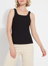 Load image into Gallery viewer, Black tank top and beige pants outfit featuring Lysse's Avril Sculpting Tank.