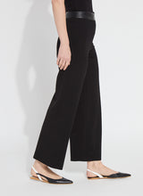 Load image into Gallery viewer, Soft and stretchy fabric used for the Black Denver Hi Waist Wide Leg Pants by Lysse.