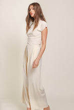 Load image into Gallery viewer, Line and Dot's cream top and wide leg pants in luxurious Ecru hue. Classic yet modern design, crafted with premium materials for exquisite style.