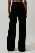 Load image into Gallery viewer, Black high waisted velvet wide leg pants.
