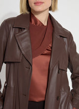 Load image into Gallery viewer, Timeless Cielo Vegan Leather Trench Coat featuring a double-breasted front, detachable belt, and rainproof design for effortless style.

