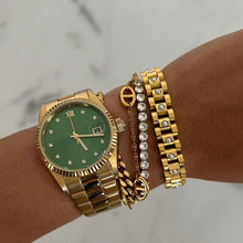 Load image into Gallery viewer, Gold with mini pearl accents band bracelet.
