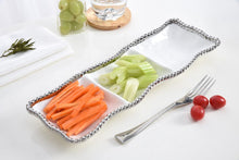 Load image into Gallery viewer, White &amp; Silver 3 Section Serving Piece- Pampa Bay
