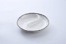 Load image into Gallery viewer, Pampa Bay's chic white and silver 2 section platter.
