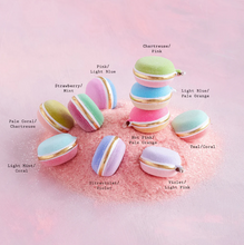 Load image into Gallery viewer, Vibrant glass macaron ornaments featuring gold leaf, ideal for enhancing holiday trees or as charming gift toppers.
