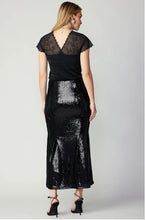 Load image into Gallery viewer, Shiny black sequin skirt.
