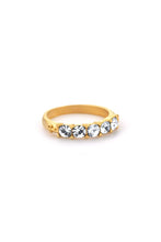 Load image into Gallery viewer, A handmade yellow gold ring featuring five diamonds, crafted from 24k gold in Los Angeles by skilled artisans.
