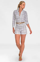 Load image into Gallery viewer, Lightweight khaki boyfriend shirt, versatile button-down style ideal for spring and summer casual outings or beachwear.

