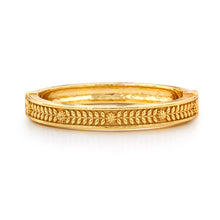 Load image into Gallery viewer, Gold bangle with intricate leaf and flower design, Berry Vine Hinged Bangle, S/M - Gold.
