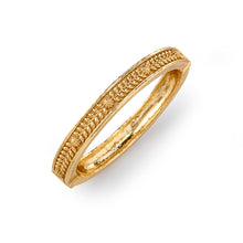 Load image into Gallery viewer, Elegant gold bangle adorned with delicate leaves and flowers, Berry Vine Hinged Bangle, S/M - Gold.
