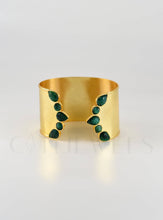 Load image into Gallery viewer, Adjustable Multi-Stone Cuff Bangle: Gold / Turquoise

