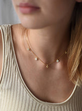 Load image into Gallery viewer, Elegant 925 Silver necklace with 5 mini CZ discs, adjustable 16"+2", in black rhodium and rose gold for a chic look.

