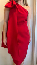 Load image into Gallery viewer, Red Bow Shoulder Cocktail Dress - Posh Couture
