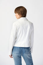 Load image into Gallery viewer, Capture attention with this luxurious white jacket adorned with a playful floral appliqué and statement studs.
