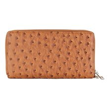 Load image into Gallery viewer, Brown leather ostrich wallet, luxurious and durable accessory.
