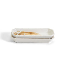 Load image into Gallery viewer, Elegant ceramic dishes for corn on the cob or appetizers. Bamboo-inspired design in white for a versatile look that complements any decor.
