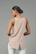 Load image into Gallery viewer, Stay chic with Lola &amp; Sophie's satin tank featuring a split back design.
