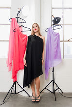 Load image into Gallery viewer, Elegant dusty pink one shoulder chiffon cocktail dress by Posh Couture, a standout piece.
