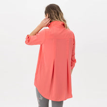 Load image into Gallery viewer, Renuar Airflow Long Sleeve Blouse in Cocktail offers comfort with its relaxed fit, split V-neck, and 3/4 sleeves. Made of 100% Polyester for all-day wear.
