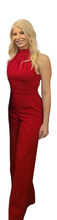 Load image into Gallery viewer, Firey Halter Jumpsuit - Posh Couture: A vibrant halter jumpsuit with a fiery design, crafted by Posh Couture.
