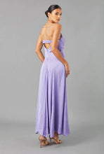Load image into Gallery viewer, Luxurious Lola &amp; Sophie Cowl Neck Maxi Dress in stunning purple. Timeless elegance for special occasions with a feminine cowl neckline.
