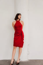 Load image into Gallery viewer, Stylish red Sharon Cocktail Dress designed by Posh Couture.

