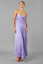 Load image into Gallery viewer, Lola &amp; Sophie's sophisticated Cowl Neck Maxi Dress in elegant purple. Perfect for special events with a classic cowl neckline.
