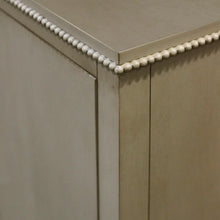 Load image into Gallery viewer, Elegant chest in smokey gray color with three drawers and two side cabinets. Dimensions: 68in W x 38in H x 18in D.
